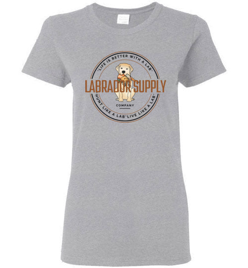 Yellow Lab Tees From Labrador Supply Co. - Women's Hunt Like A Lab - Labrador Retriever T-shirts