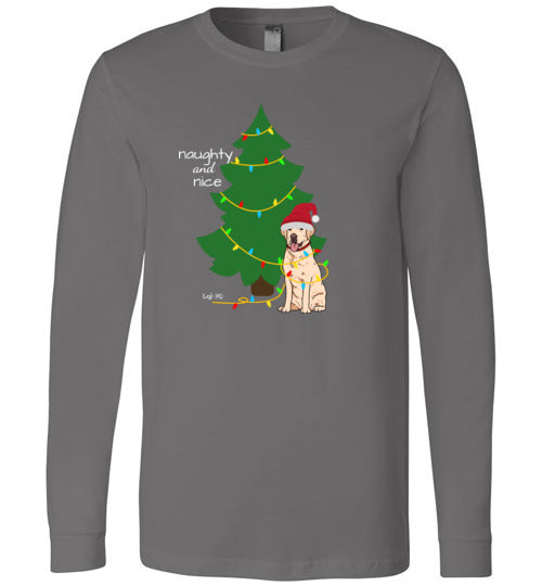 Yellow Lab T-shirt - Naughty And Nice Christmas Lab Tee From Lab HQ