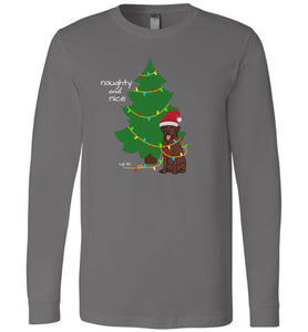 Chocolate Lab T-shirt - Naughty And Nice Christmas Lab Tee From Lab HQ