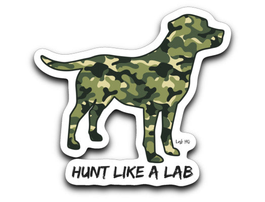 Labrador Stickers - Hunt Like A Lab Green Camo Labrador Decals From Lab HQ