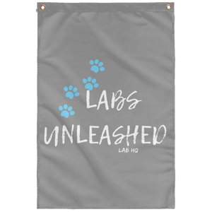 labs unleashed paws teal SUBWF Sublimated Wall Flag