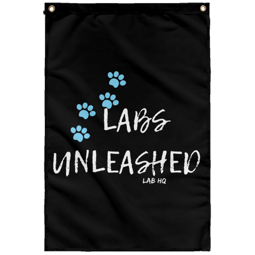 labs unleashed paws teal SUBWF Sublimated Wall Flag