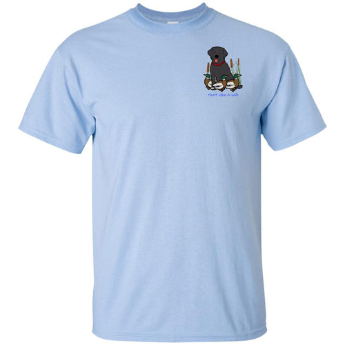 Black Labrador Retriever T-Shirts For Duck Hunters At Live-Like-A-Lab.com -Light Blue